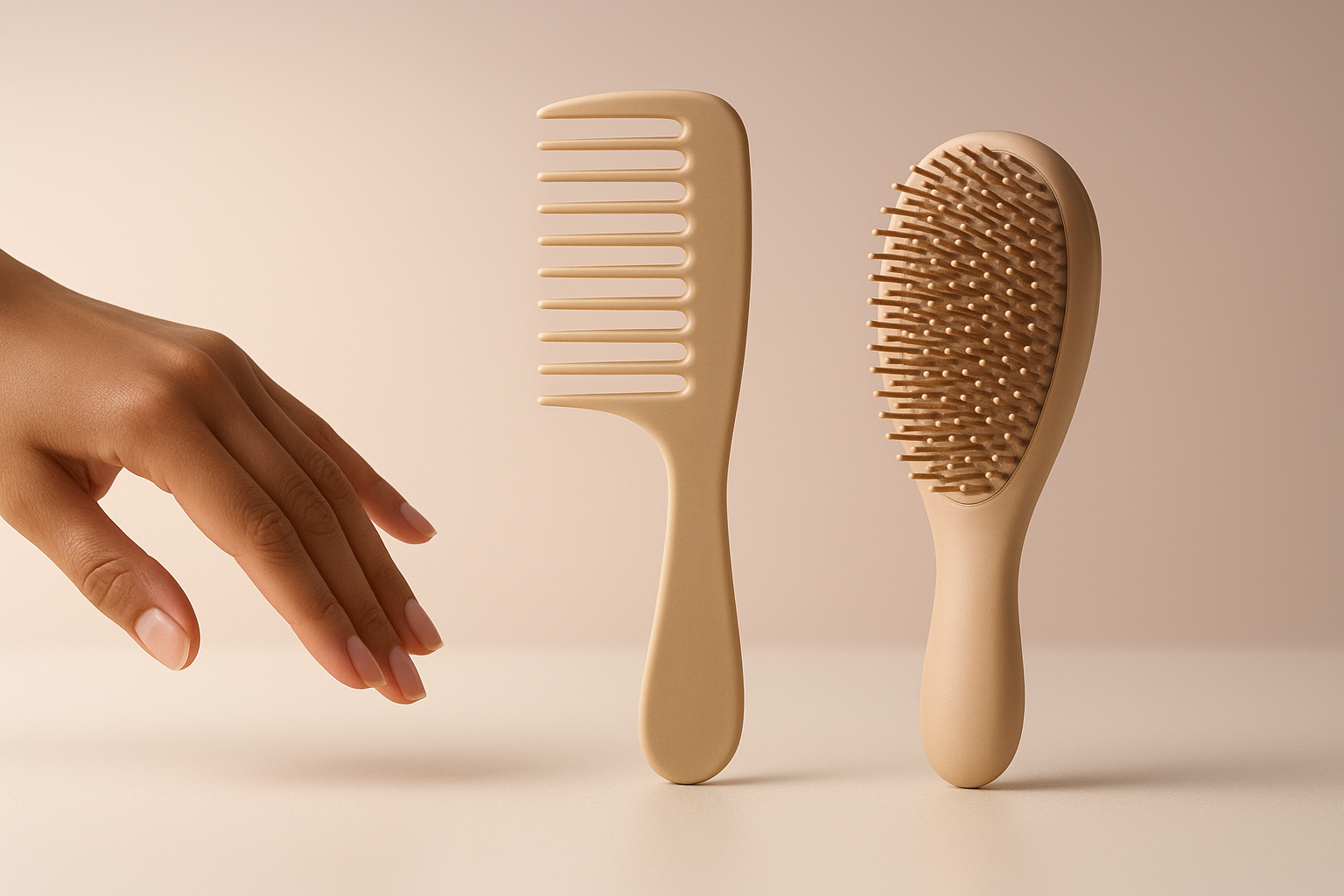 Cuidados com o cabelo Comparativo de técnicas de desembaraço: dedos, pente de dentes largos e escova desembaraçante