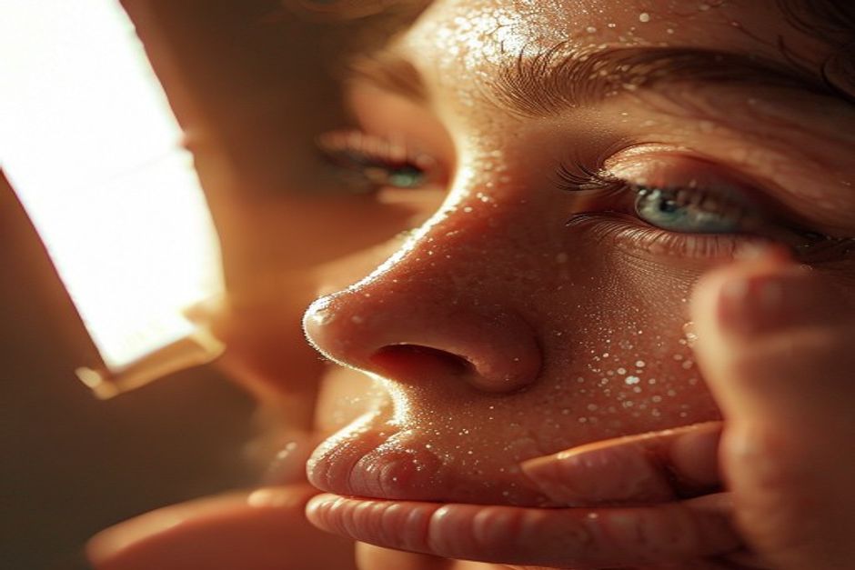 Maquiagem Mãos femininas aplicando maquiagem com pincéis e esponja sobre pele iluminada