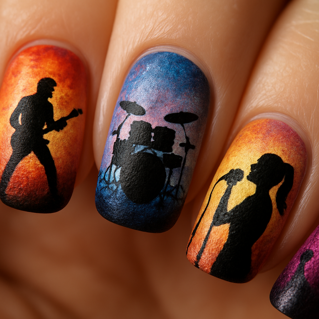 Unhas Coleção de nail art inspirada em concertos com diferentes estilos e gêneros musicais