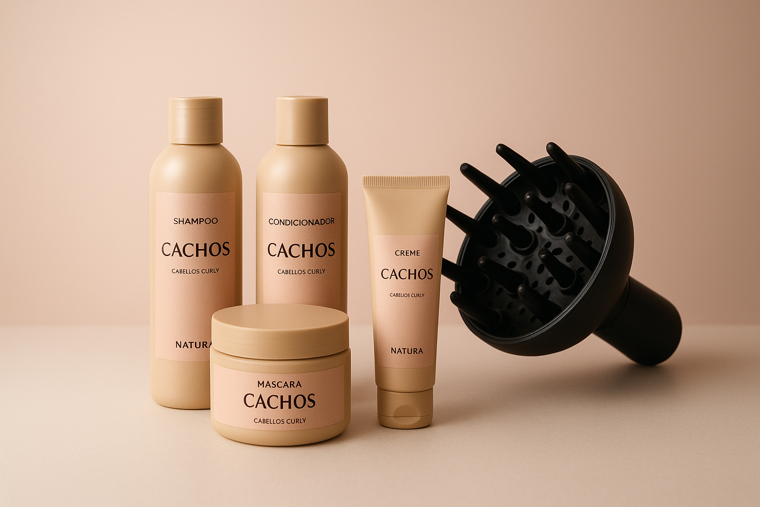 Cuidados com o cabelo Rotina completa de cuidados para cabelos cacheados com produtos naturais e difusor