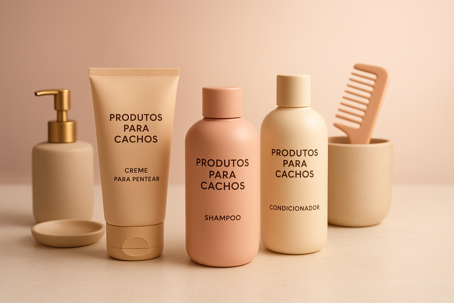 Cuidados com o cabelo Produtos para rotina de cabelos cacheados organizados em banheiro