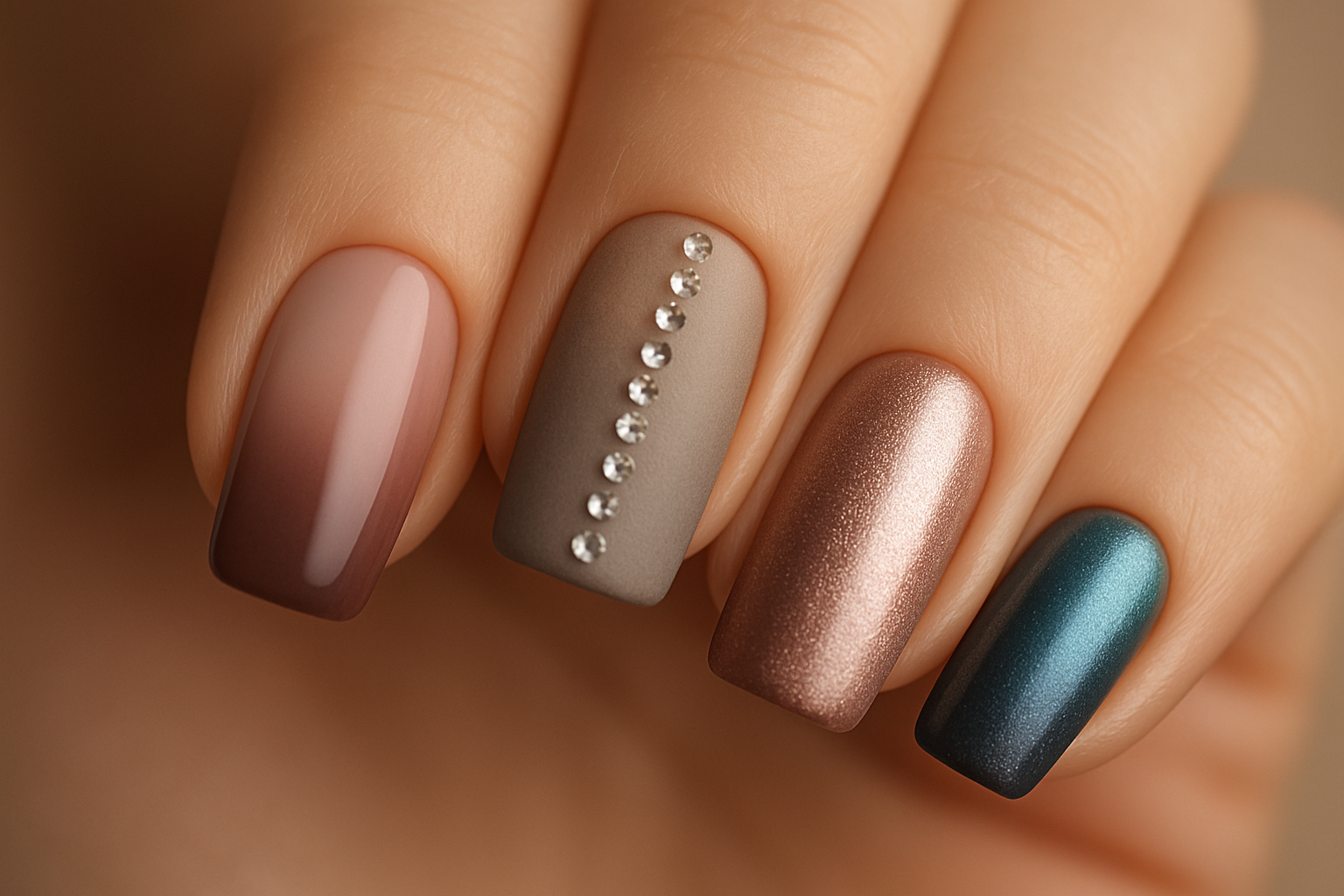 Unhas Variações modernas de francesinha: ombré, color block, com strass, metalizada e duo chromo em unhas elegantes