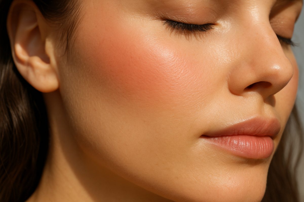 Aplicação de contorno e blush nas maçãs do rosto